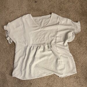 White Ruffle Sleeve Top